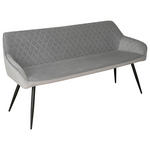 SITZBANK 163/83/63 cm Samt Grau, Schwarz  - Schwarz/Grau, Design, Textil/Metall (163/83/63cm) - Novel