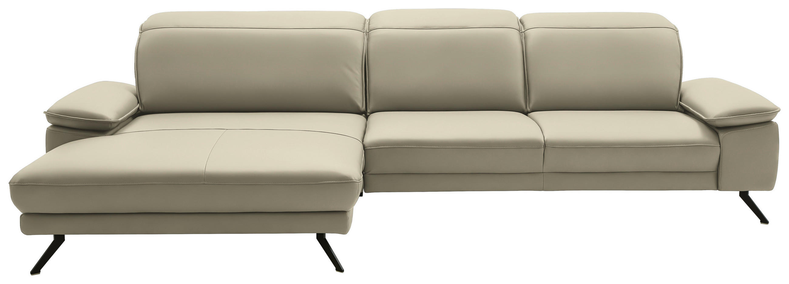 ECKSOFA in Echtleder Naturfarben  - Schwarz/Naturfarben, Design, Leder/Metall (193/332cm) - Dieter Knoll