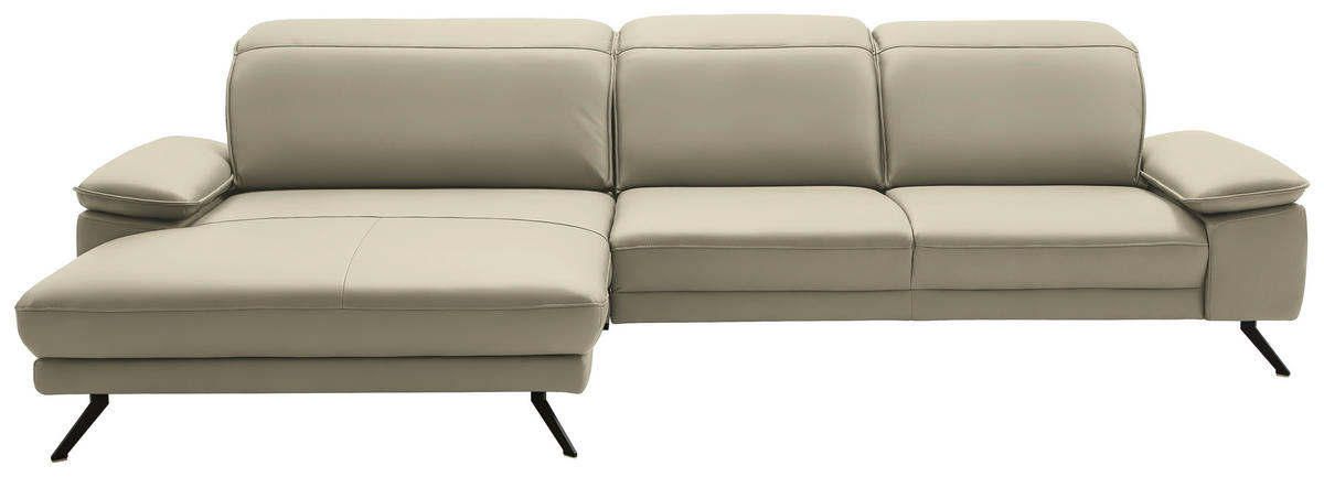 ECKSOFA in Echtleder Naturfarben  - Schwarz/Naturfarben, Design, Leder/Metall (193/332cm) - Dieter Knoll