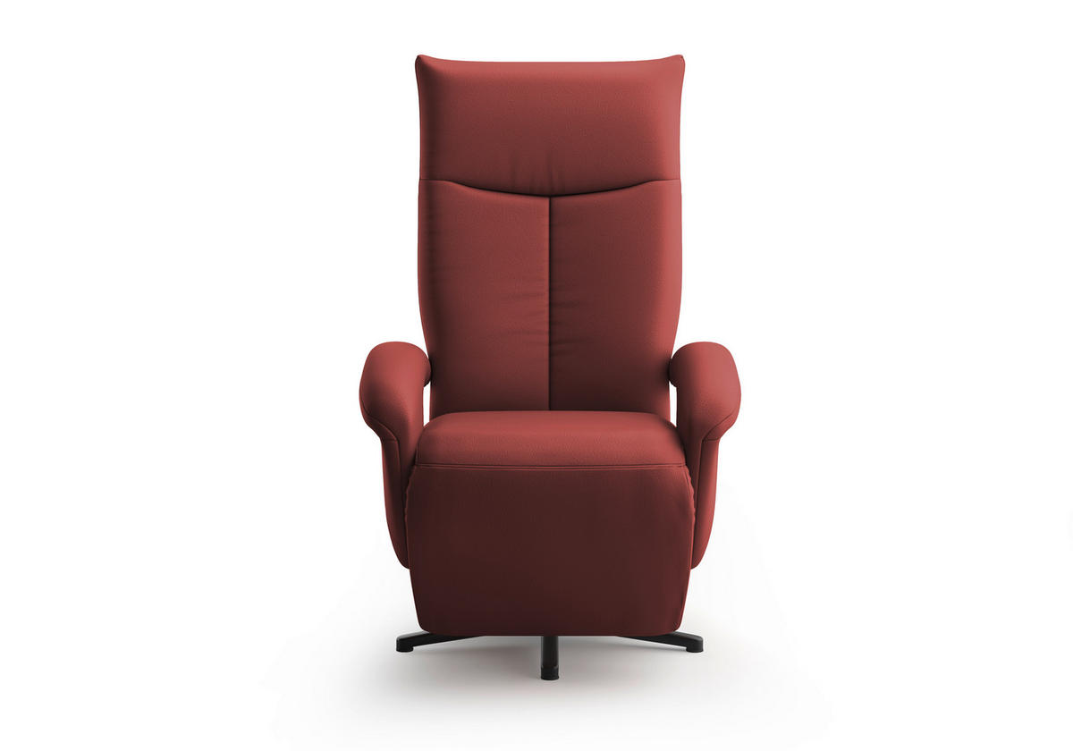 SESSEL in Echtleder Rotbraun  - Rotbraun/Schwarz, Konventionell, Leder/Metall (74/112/82cm) - Sit & More