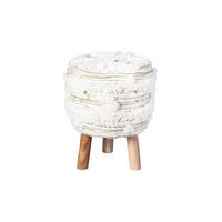 HOCKER in Holz, Textil Creme, Olivgrün  - Creme/Olivgrün, Trend, Holz/Textil (38/50/38cm) - Kayoom