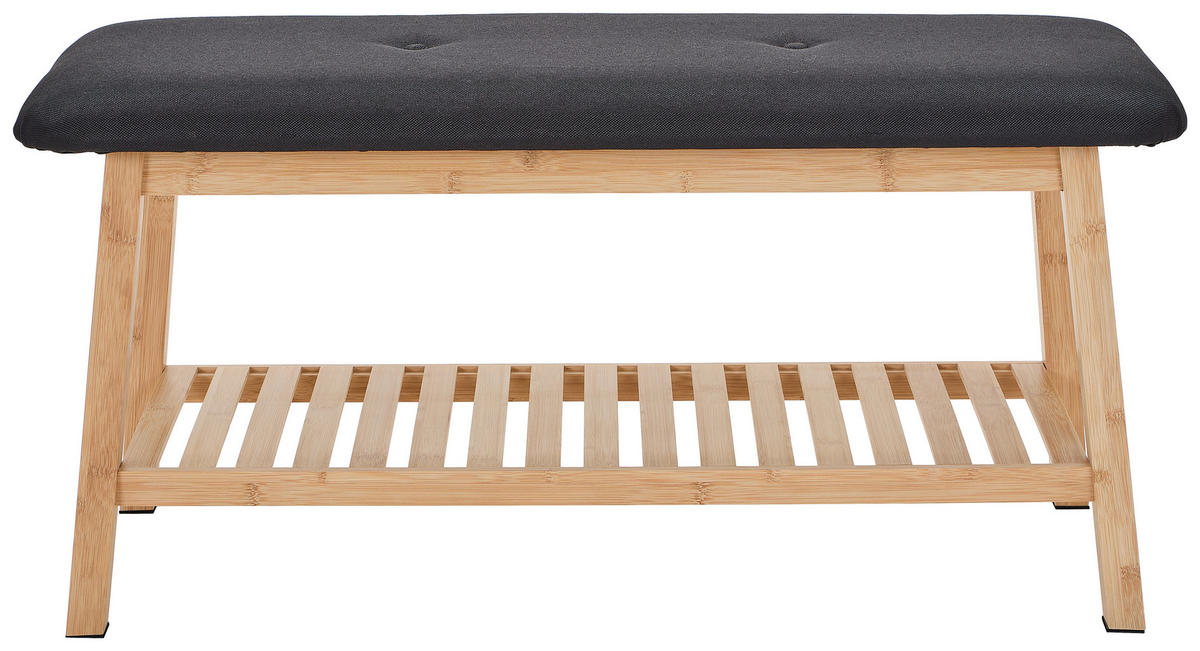 SCHUHBANK Naturfarben, Schwarz  - Schwarz/Naturfarben, Basics, Naturmaterialien/Textil (90/44.5/34.5cm) - Carryhome