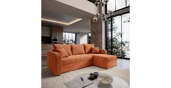 ECKSOFA  in Cord Rostfarben  - Rostfarben/Schwarz, KONVENTIONELL, Kunststoff/Textil (238/144cm) - Carryhome