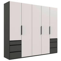 DREHTÜRENSCHRANK Graphitfarben, Weiss  - Weiss/Schwarz, Konventionell, Holzwerkstoff/Metall (250/236/58cm) - Hom`in