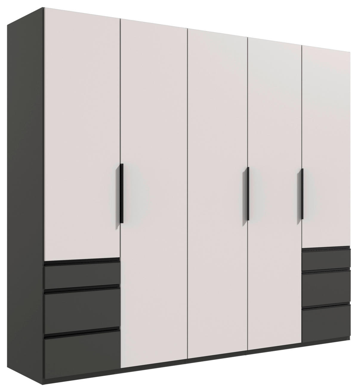 DREHTÜRENSCHRANK Graphitfarben, Weiss  - Weiss/Schwarz, Konventionell, Holzwerkstoff/Metall (250/236/58cm) - Hom`in