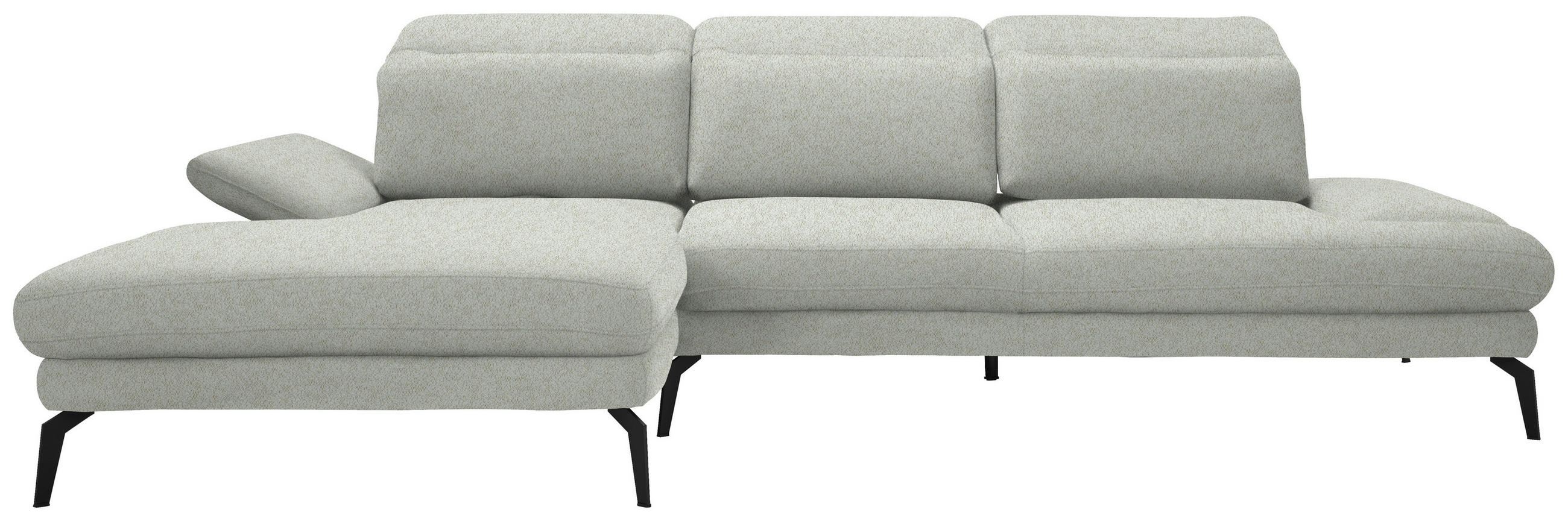 ECKSOFA Creme Webstoff  - Creme/Schwarz, Design, Textil/Metall (180/289cm) - Stylife