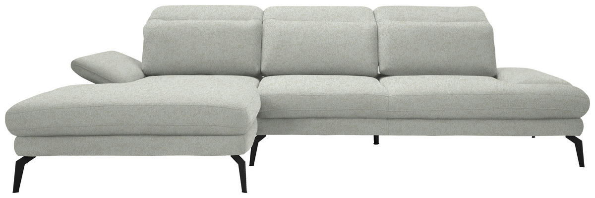 ECKSOFA in Webstoff Creme  - Creme/Schwarz, Design, Textil/Metall (180/289cm) - Stylife