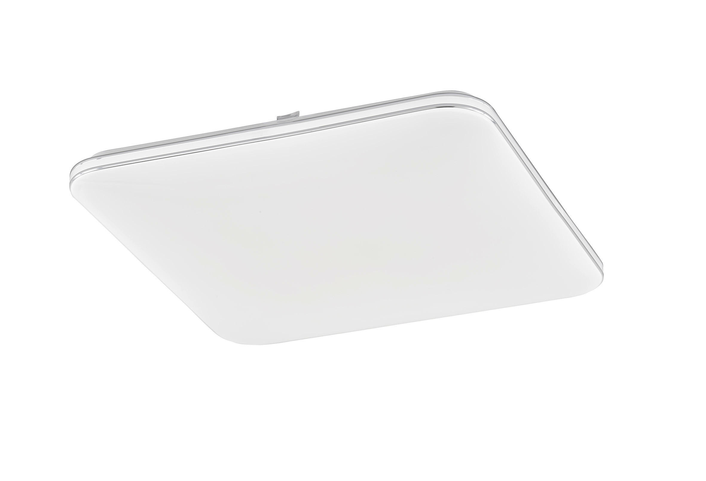 LED-DECKENLEUCHTE Porto 48,5/48,5/5 cm   - Chromfarben/Weiß Hochglanz, Basics, Glas (48,5/48,5/5cm)