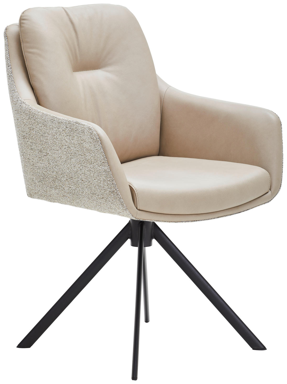 ARMLEHNSTUHL  in Eisen Webstoff Kombination Echtleder/Stoff pigmentiert  - Beige/Creme, Design, Leder/Textil (62/90/65cm) - Waldwelt