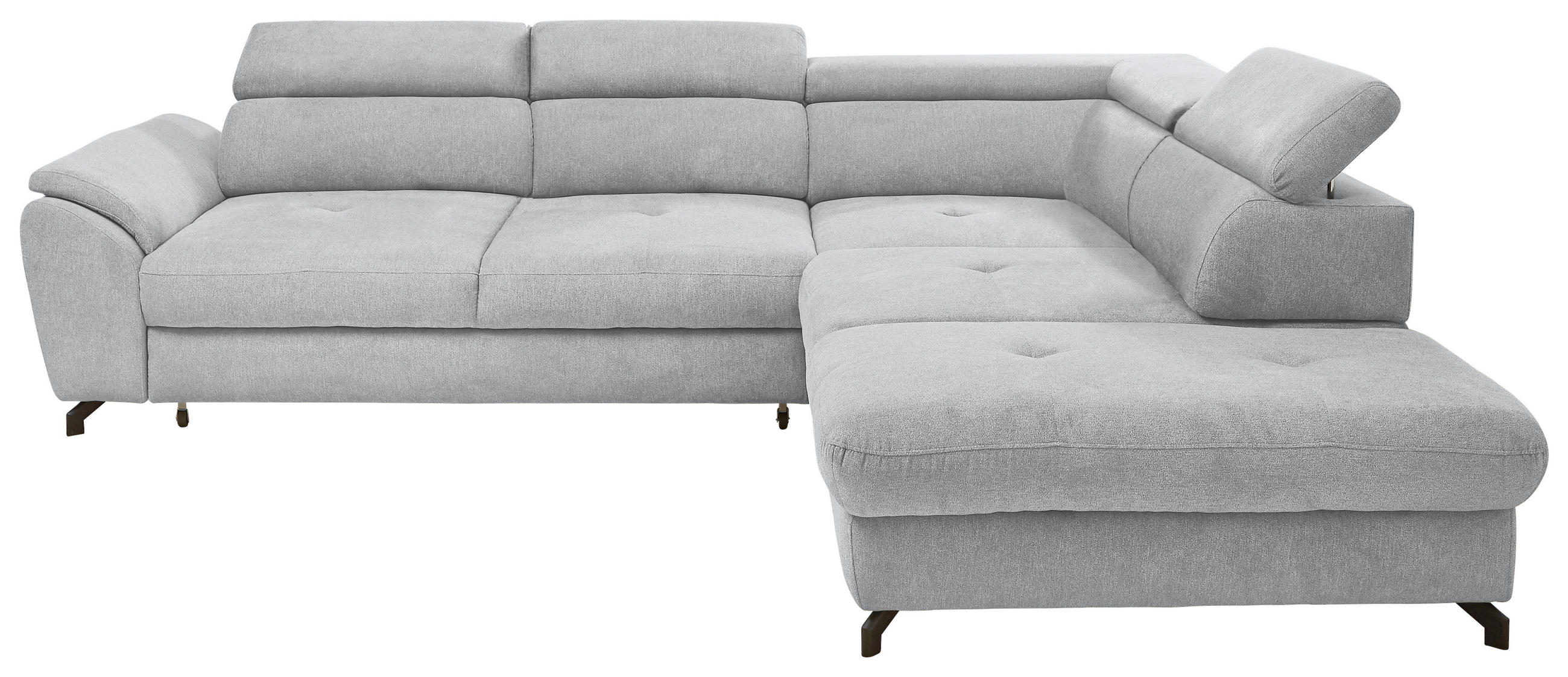 ECKSOFA inkl. Funktion Silberfarben Webstoff  - Silberfarben/Schwarz, Design, Textil/Metall (277/237cm) - Stylife
