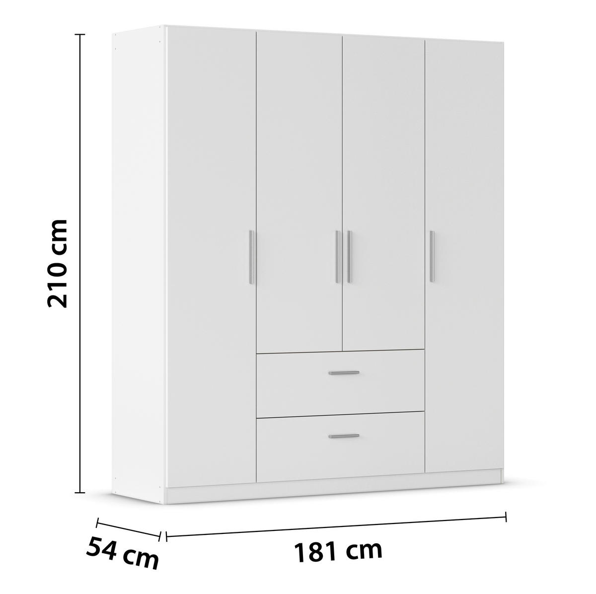 DREHTÜRENSCHRANK 181/210/54 cm,  in Weiß, 4-türig  - Alufarben/Weiß, KONVENTIONELL, Holzwerkstoff/Kunststoff (181/210/54cm) - home24