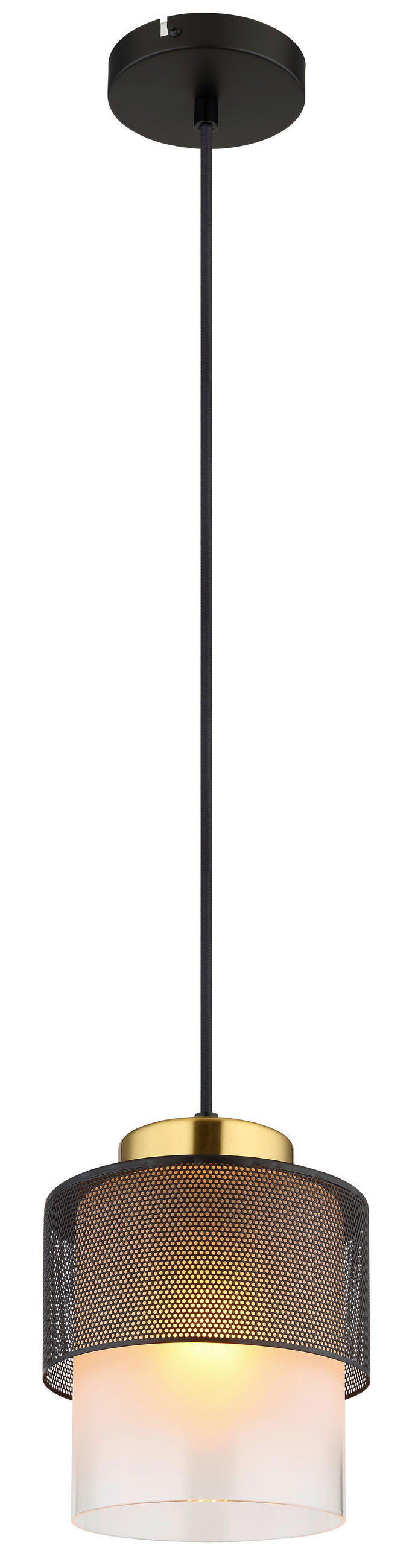 Globo Hängeleuchte Klar, Schwarz, Messing 120 cm