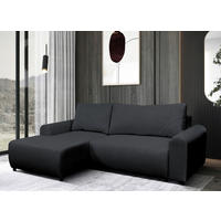 ECKSOFA in Struktur Schwarz  160/250 cm  - Schwarz, Design, Kunststoff/Textil (160/250cm) - MID.YOU