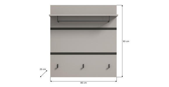 GARDEROBE 3-teilig  in 165/196/37 cm  - Schwarz/Grau, Design, Glas/Holzwerkstoff (165/196/37cm) - Xora