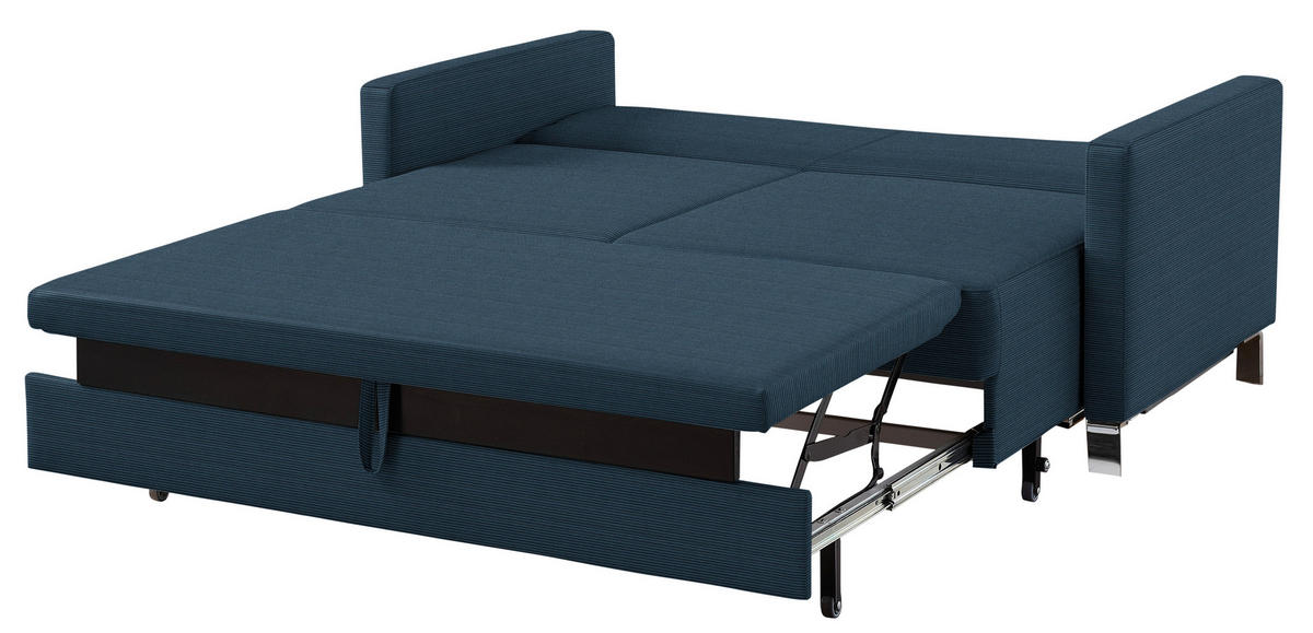 SCHLAFSOFA Feincord Blau  - Chromfarben/Blau, Design, Textil/Metall (140/90/95cm) - Bali