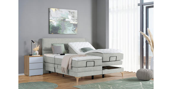 BOXSPRINGBETT 200/200 cm in Hellgrau - Eichefarben/Hellgrau, KONVENTIONELL, Holz/Textil (200/200cm) - Voleo