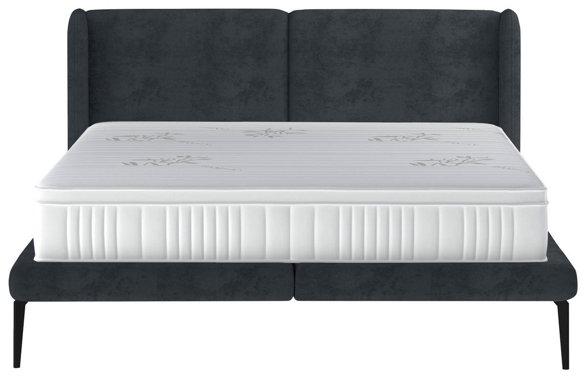 Polsterbett inkl. Matratze 180/200 cm  in Schwarz  - Weiss/Creme, Modern, Textil/Metall (180/200cm) - Livetastic