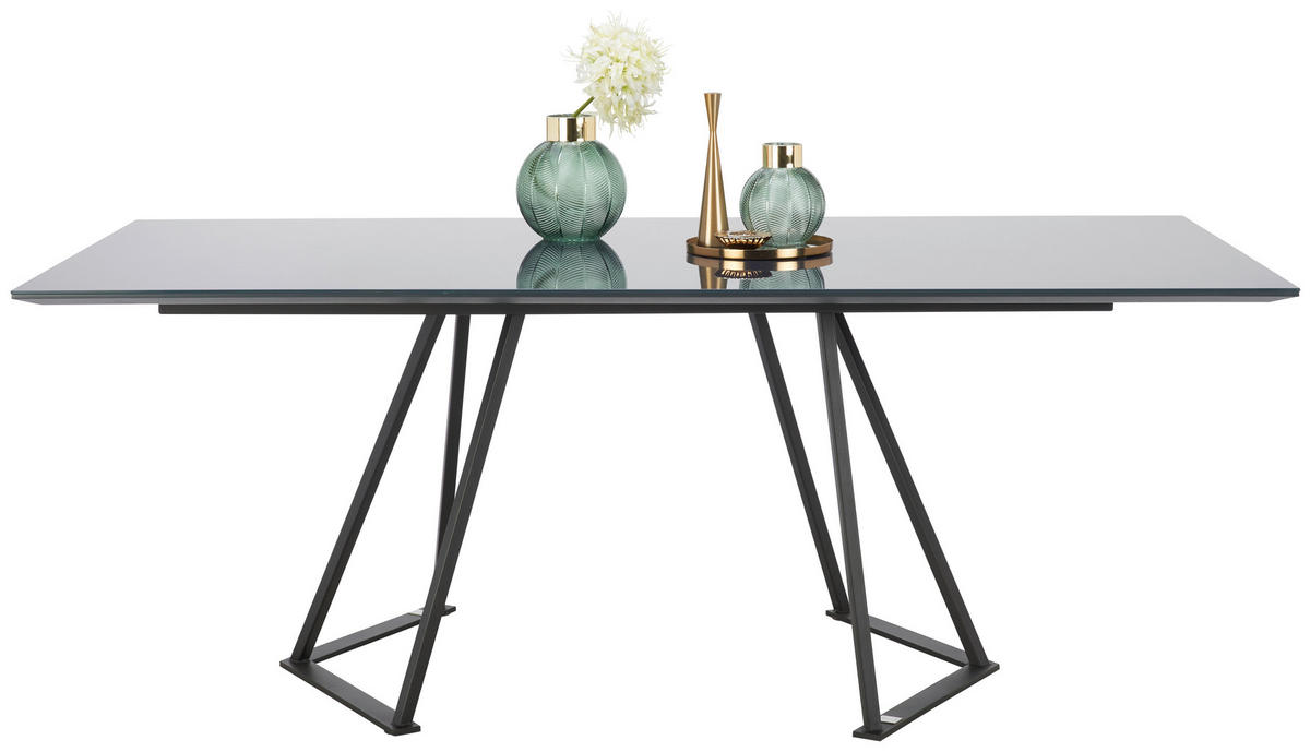 ESSTISCH in Metall, Glas, Holzwerkstoff 220/100/75 cm  - Anthrazit/Schwarz, Design, Glas/Holzwerkstoff (220/100/75cm) - Joop!
