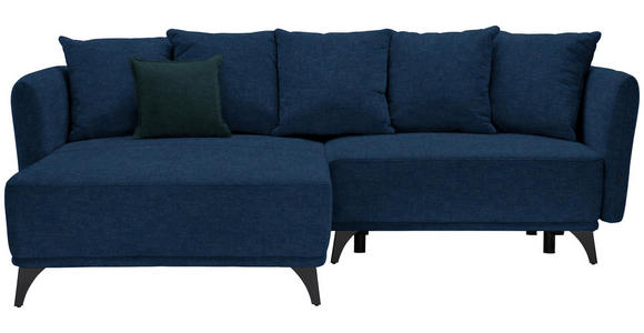 ECKSOFA in Chenille Blau  - Blau/Dunkelgrün, LIFESTYLE, Textil/Metall (172/255cm) - Carryhome