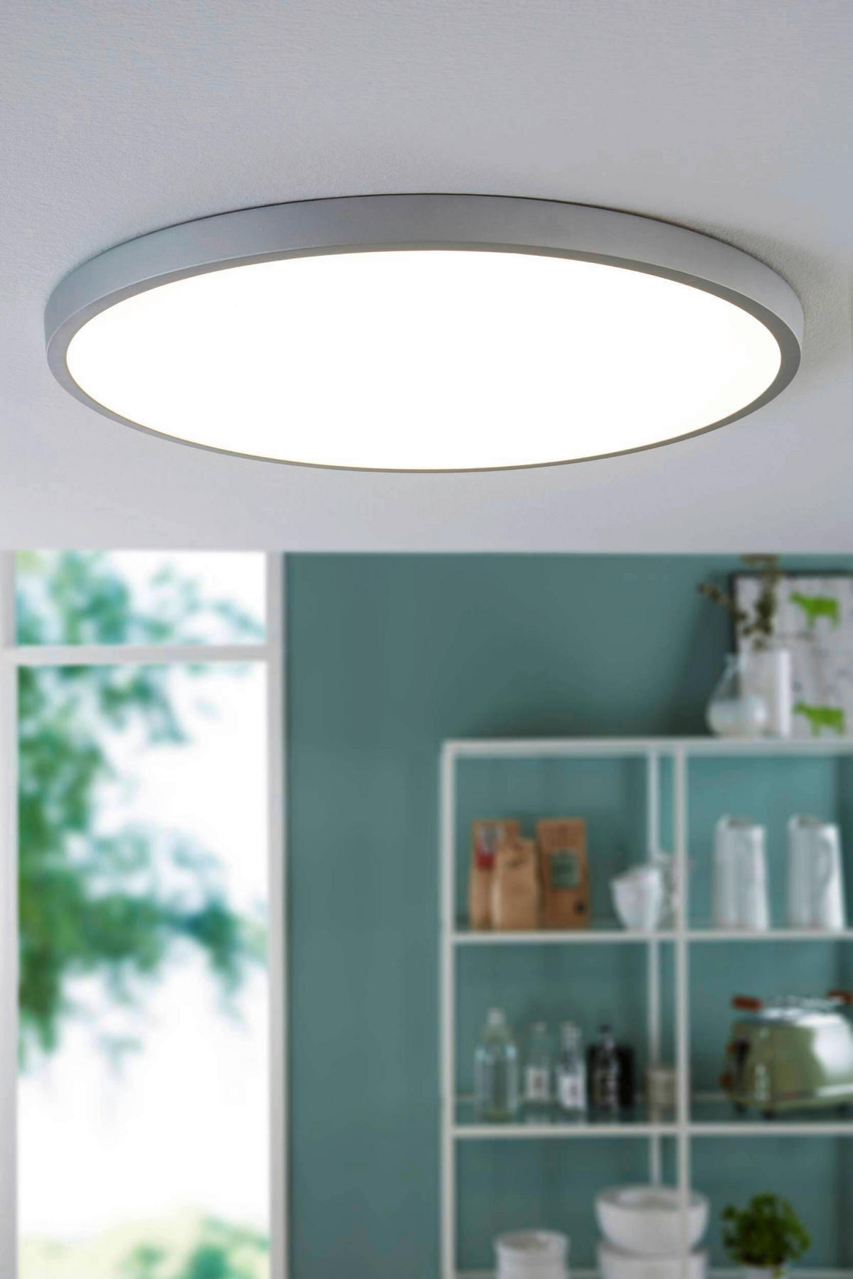 AUFBAULEUCHTE - Silberfarben/Weiß, Basics, Kunststoff/Metall (60/3cm) - Eglo