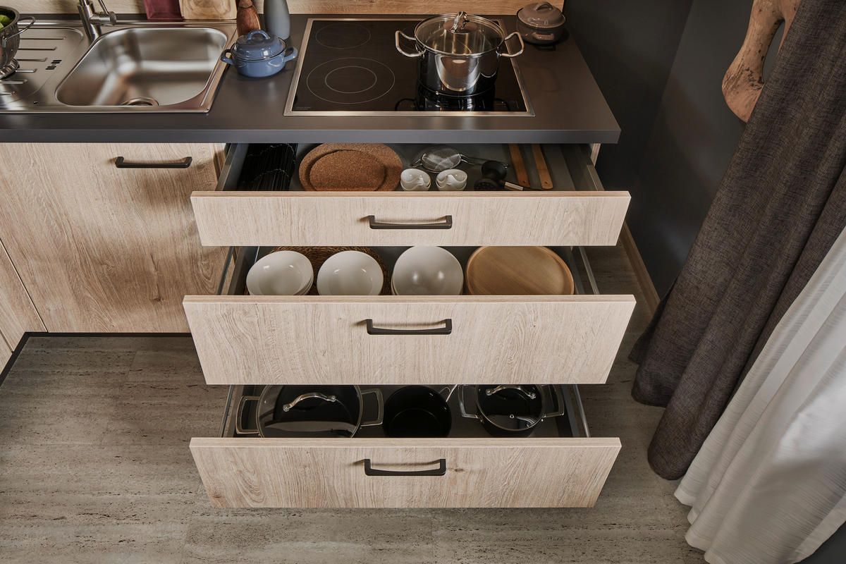 EINBAUKÜCHE NATHAN  - Eichefarben, Design, Holzwerkstoff - Celina