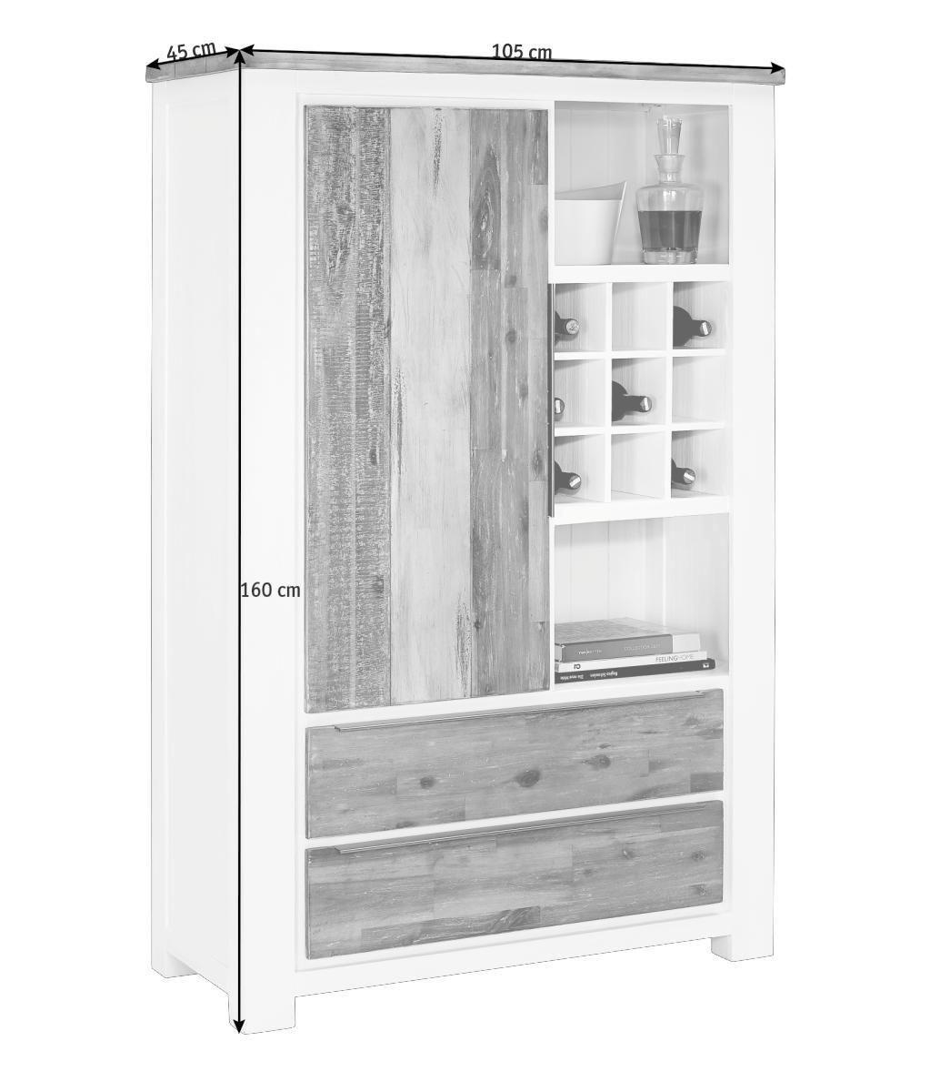KOMODA VISOKA   105/160/45 cm   bijela, boje bagrema  - bijela/boje bagrema, Lifestyle, drvni materijal/metal (105/160/45cm) - Landscape