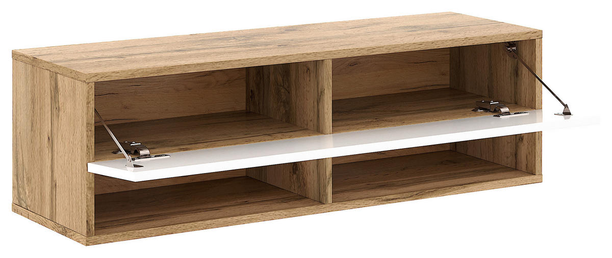 LOWBOARD DERBY  in 100/31,5/32,5 cm  - Weiß Hochglanz/Eiche Wotan, Design, Holzwerkstoff (100/31,5/32,5cm) - Livetastic