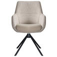 ARMLEHNSTUHL  Stoffauswahl, Sitzfläche 360° drehbar Webstoff  - Beige/Schwarz, Design, Textil/Metall (59/91/69cm) - Novel
