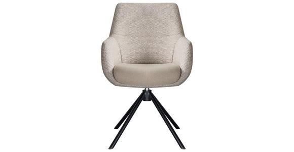 ARMLEHNSTUHL  Stoffauswahl, Sitzfläche 360° drehbar Webstoff  - Beige/Schwarz, Design, Textil/Metall (59/91/69cm) - Novel