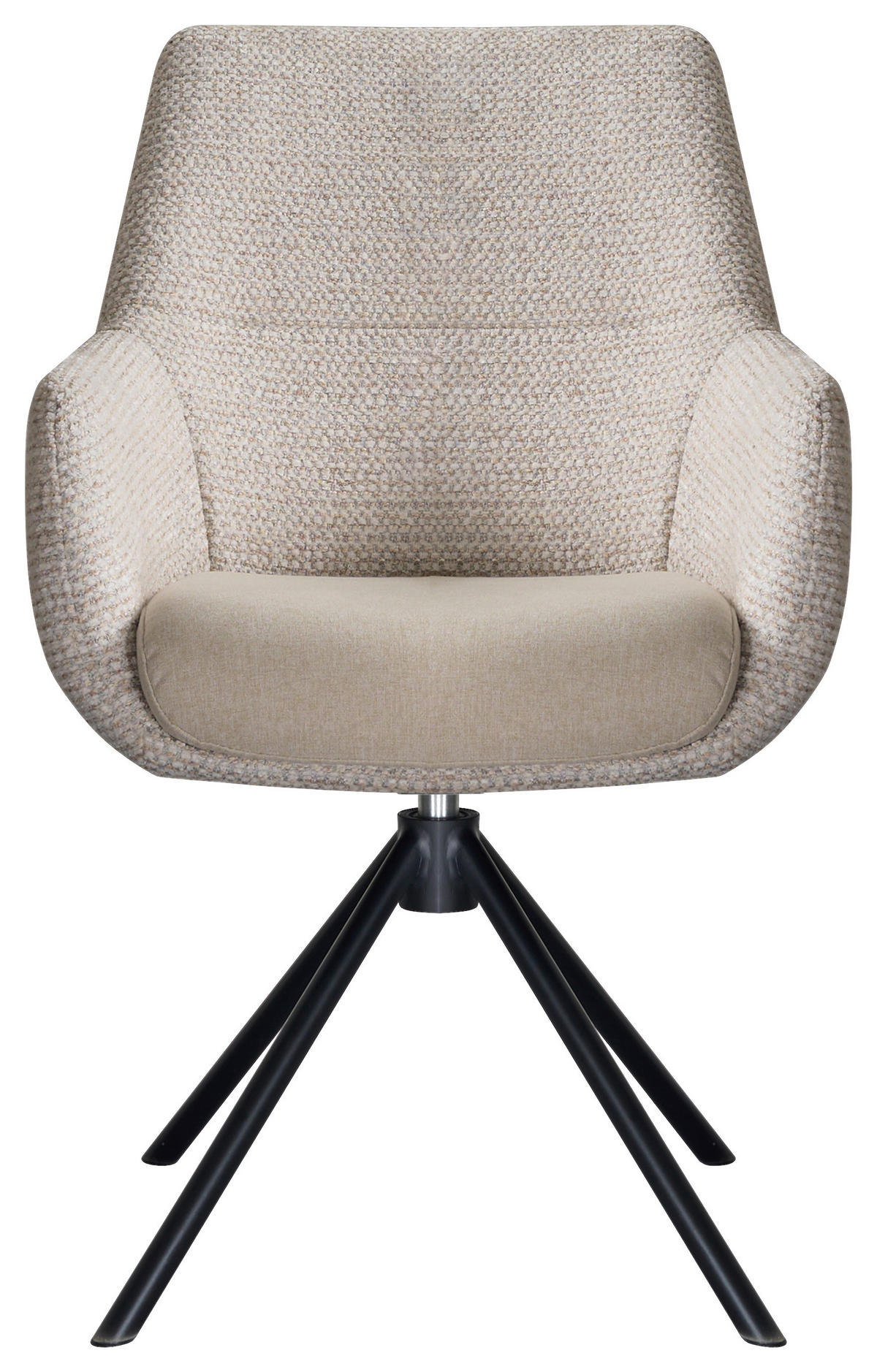 ARMLEHNSTUHL  Stoffauswahl, Sitzfläche 360° drehbar Webstoff  - Beige/Schwarz, Design, Textil/Metall (59/91/69cm) - Novel