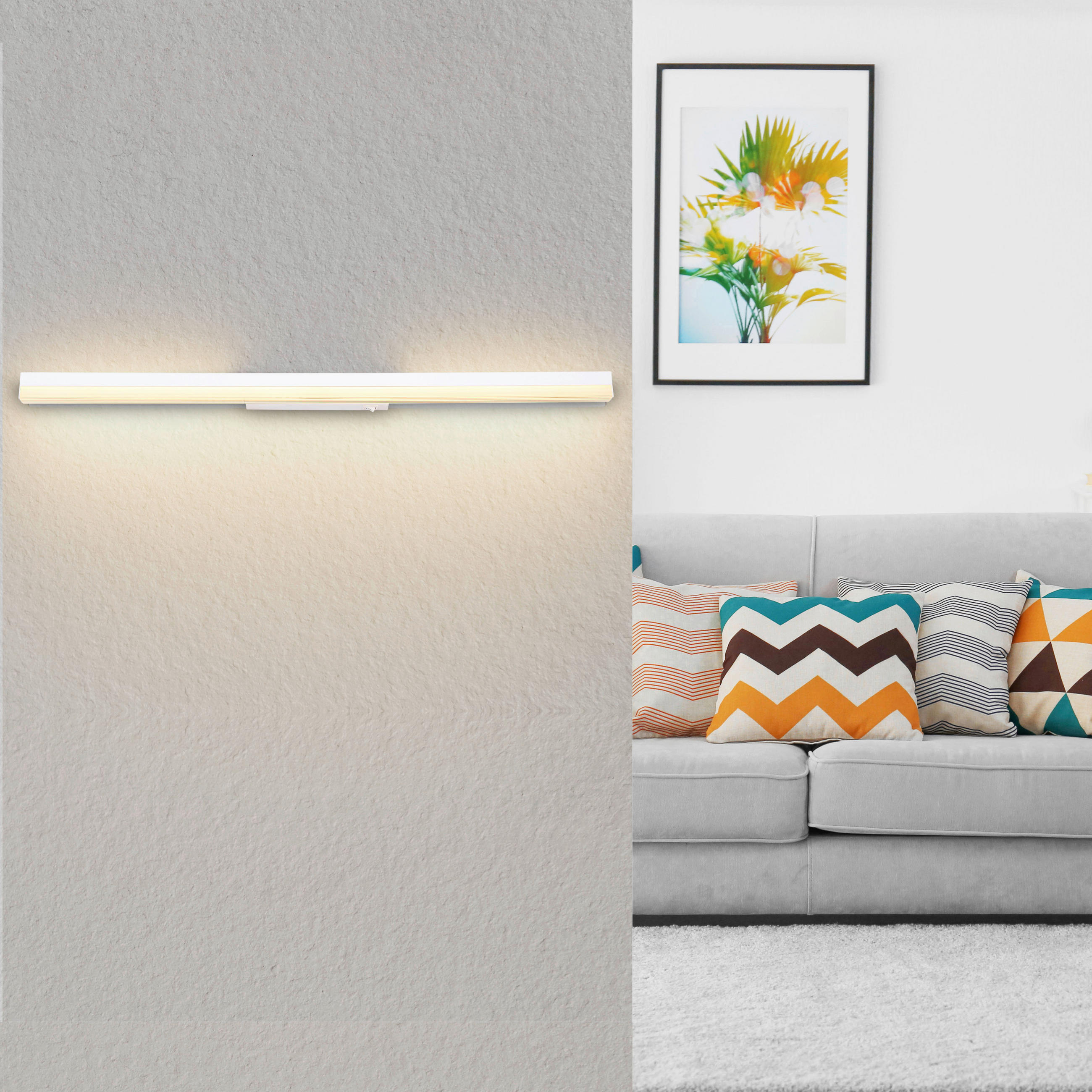 LED FALILÁMPA - opál/fehér, Basics, műanyag/fém (80/6,5/4cm) - Globo
