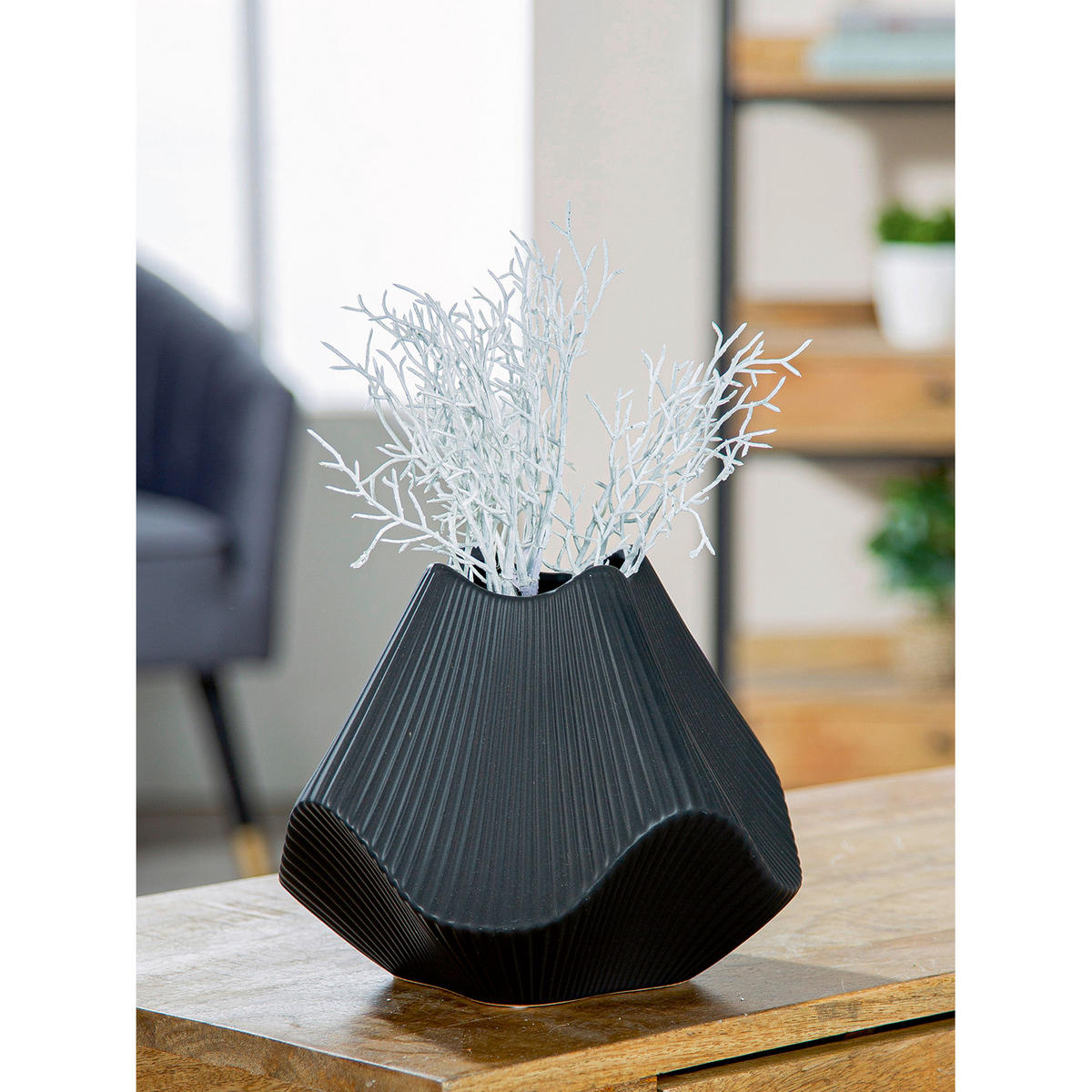 DEKOVASE  - Schwarz, LIFESTYLE, Keramik (22/18,5/22cm)