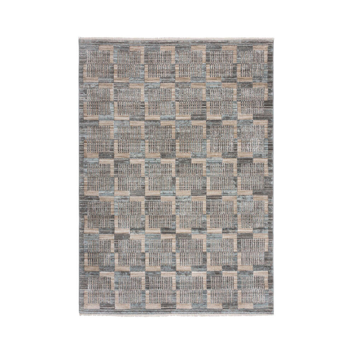 WEBTEPPICH 80/155 cm EVELYN BLOCKS Grau  - Grau, KONVENTIONELL, Kunststoff/Textil (80/155cm)