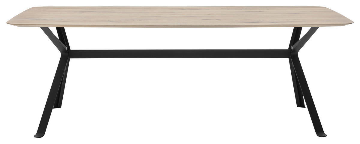 ESSTISCH Asteiche massiv rechteckig Alteiche  - Alteiche/Schwarz, Design, Holz/Metall (220/100/75cm) - Musterring