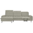 ECKSOFA in Webstoff Hellgrau  - Hellgrau/Schwarz, LIFESTYLE, Textil/Metall (180/310cm) - Valnatura