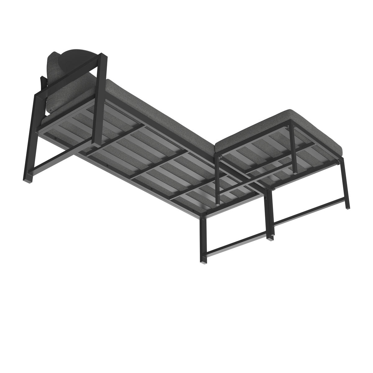 LOUNGEGARNITUR 2-teilig   191,5/81/67 cm Stahl  - Dunkelgrau, MODERN, Textil/Metall (191,5/81/67cm) - Ambia Garden