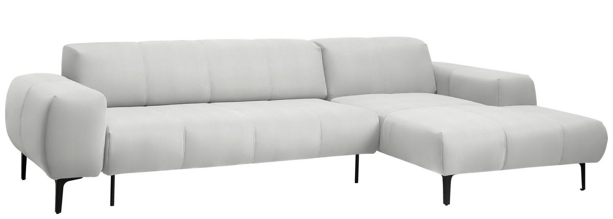 ECKSOFA in Chenille Weiß  311/167 cm  - Schwarz/Weiß, Design, Textil/Metall (311/167cm) - Xora