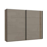 DULAP CU UȘI CULISANTE in culoare lemn stejar, bej  - bej/culoare lemn stejar, Modern, metal/material pe bază de lemn (220,1/210,5/61,2cm) - Hom`in