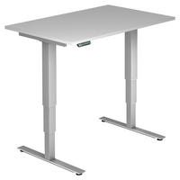 SCHREIBTISCH höhenverstellbar  - Silberfarben/Grau, KONVENTIONELL, Holzwerkstoff/Metall (120/80/63,5-128,5cm) - Venda