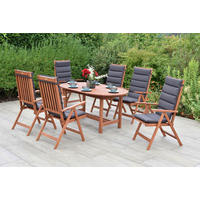 GARTENTISCHGRUPPE  - Eukalyptusholzfarben/Grau, KONVENTIONELL, Holz/Textil - Gardenson