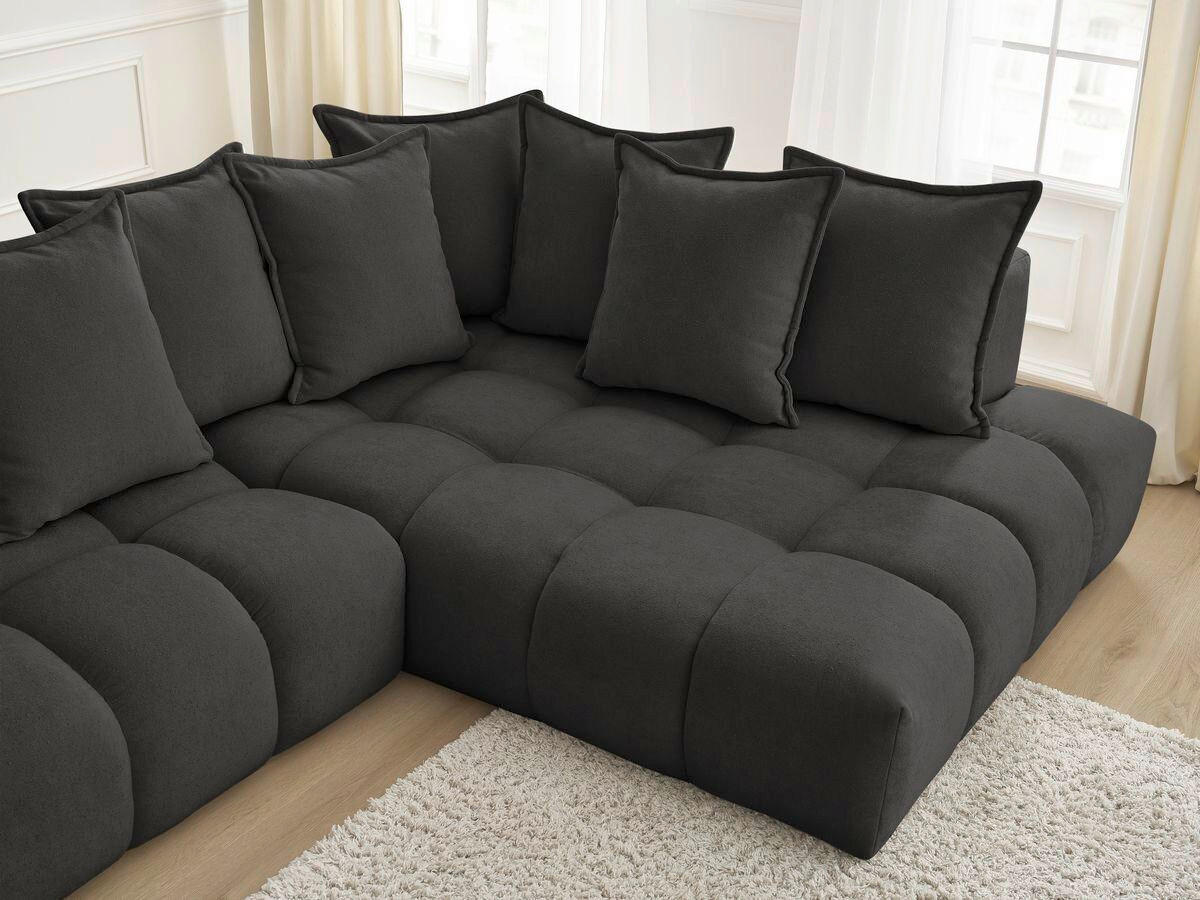 ECKSOFA Ottomane rechts  EVEREST Schwarz Struktur  - Schwarz, MODERN, Kunststoff/Textil (352/210cm) - Livetastic