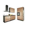 ECKKÜCHE XO 10 220/120 cm  in Graphitfarben, Schwarz, Eichefarben  - Chromfarben/Eichefarben, Design, Holzwerkstoff/Metall (220/120cm) - Xora