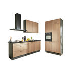 ECKKÜCHE XO 10 220/120 cm  in Graphitfarben, Schwarz, Eichefarben  - Chromfarben/Eichefarben, Design, Holzwerkstoff/Metall (220/120cm) - Xora
