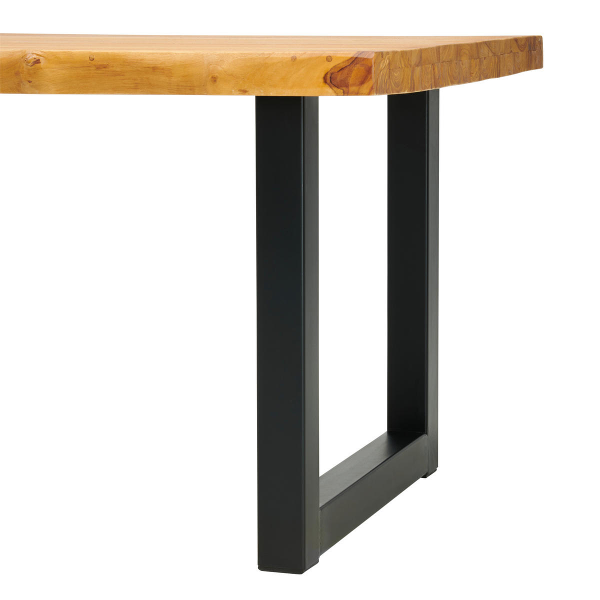 ESSTISCH Teakholz vollmassiv Naturfarben, Schwarz  - Schwarz/Naturfarben, MODERN, Holz/Metall (200/200/78cm) - Livetastic