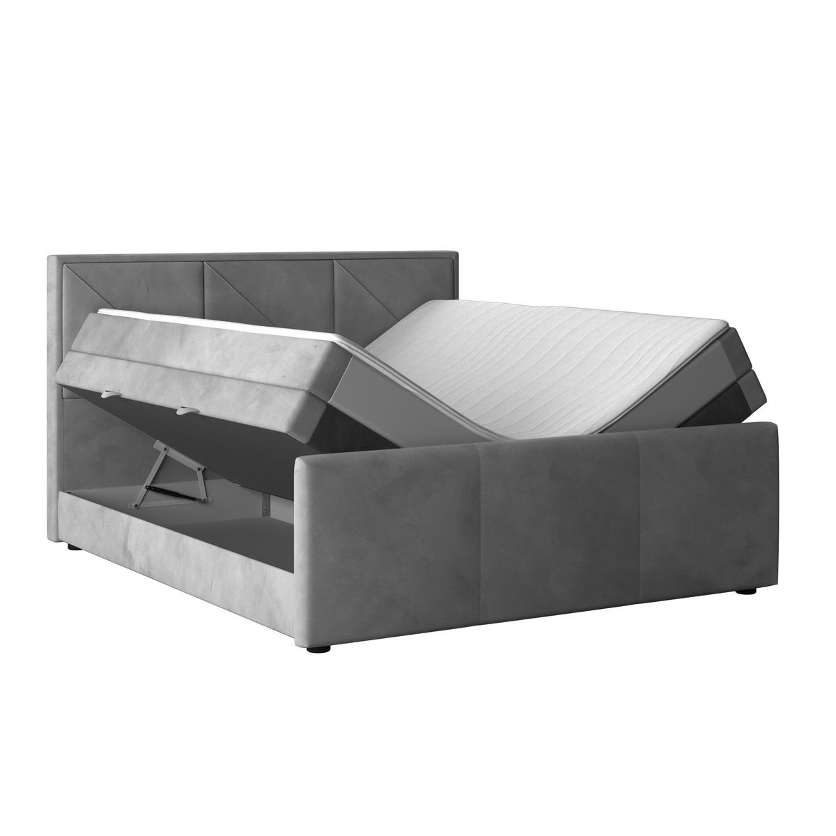 BOXSPRINGBETT 180/200 cm  in Hellgrau  - Hellgrau/Schwarz, MODERN, Holzwerkstoff/Kunststoff (180/200cm) - MID.YOU