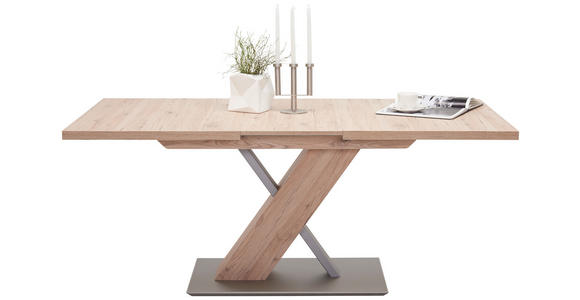 ESSTISCH in Holzwerkstoff 138(178)/90/76 cm - Edelstahlfarben/Eichefarben, KONVENTIONELL, Holzwerkstoff (138(178)/90/76cm) - Cantus