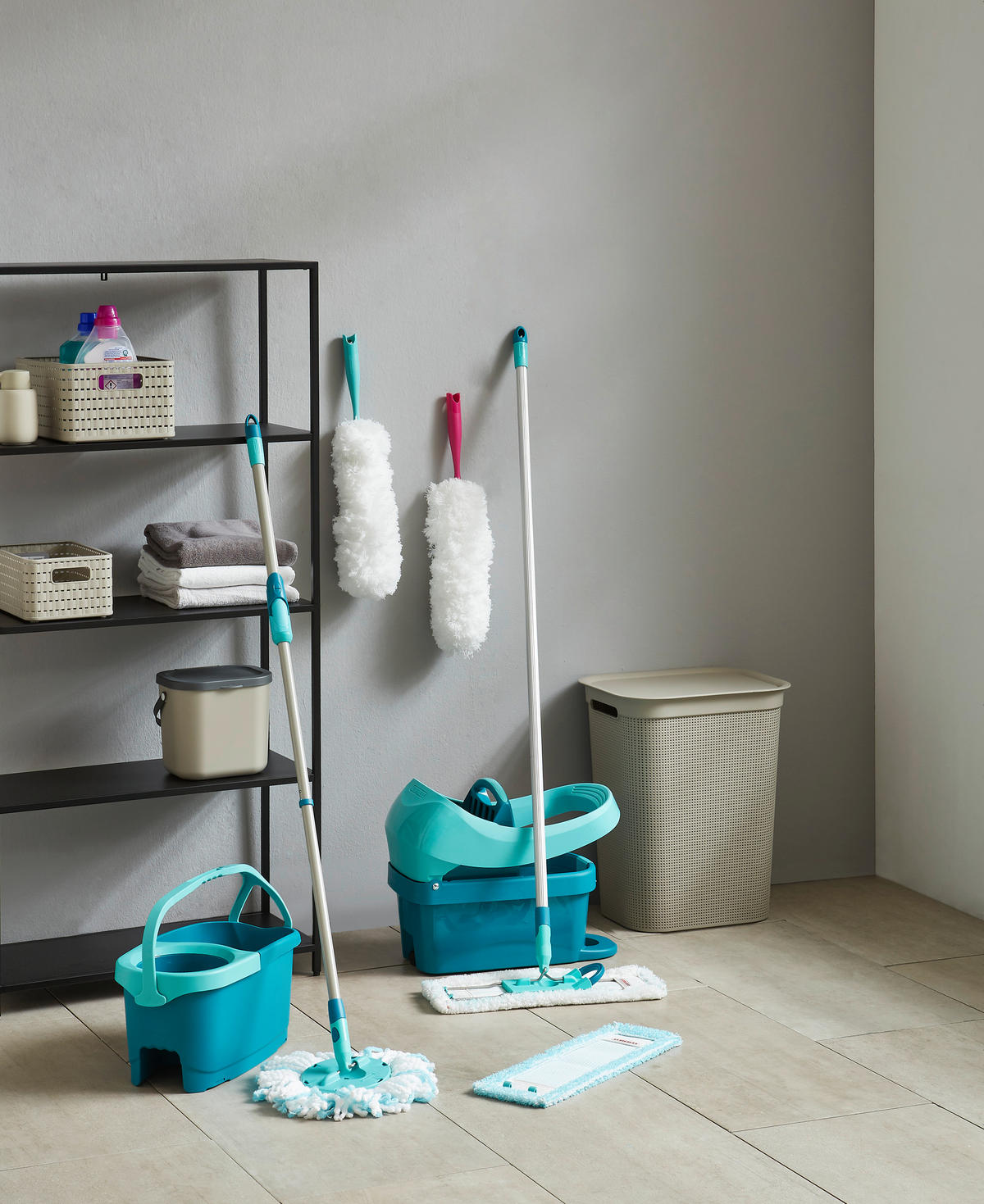 BODENWISCHER PROFI MICRO DUO XL  - Weiß/Grün, Basics, Kunststoff/Textil - Leifheit