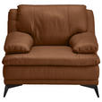 SESSEL in Echtleder Cognac  - Cognac/Schwarz, Design, Leder/Metall (115/92/98cm) - Novel