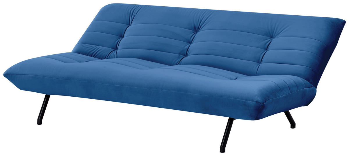 SCHLAFSOFA in Samt Blau  - Blau/Schwarz, MODERN, Textil/Metall (185/82/62cm) - MID.YOU