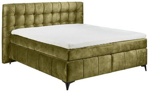 BOXSPRINGBETT 180/200 cm  in Olivgrün  - Schwarz/Olivgrün, KONVENTIONELL, Kunststoff/Textil (180/200cm) - Modante